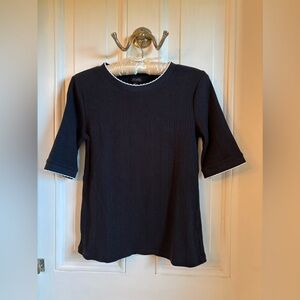 Talbots Black Short Sleeve Ribbed Top